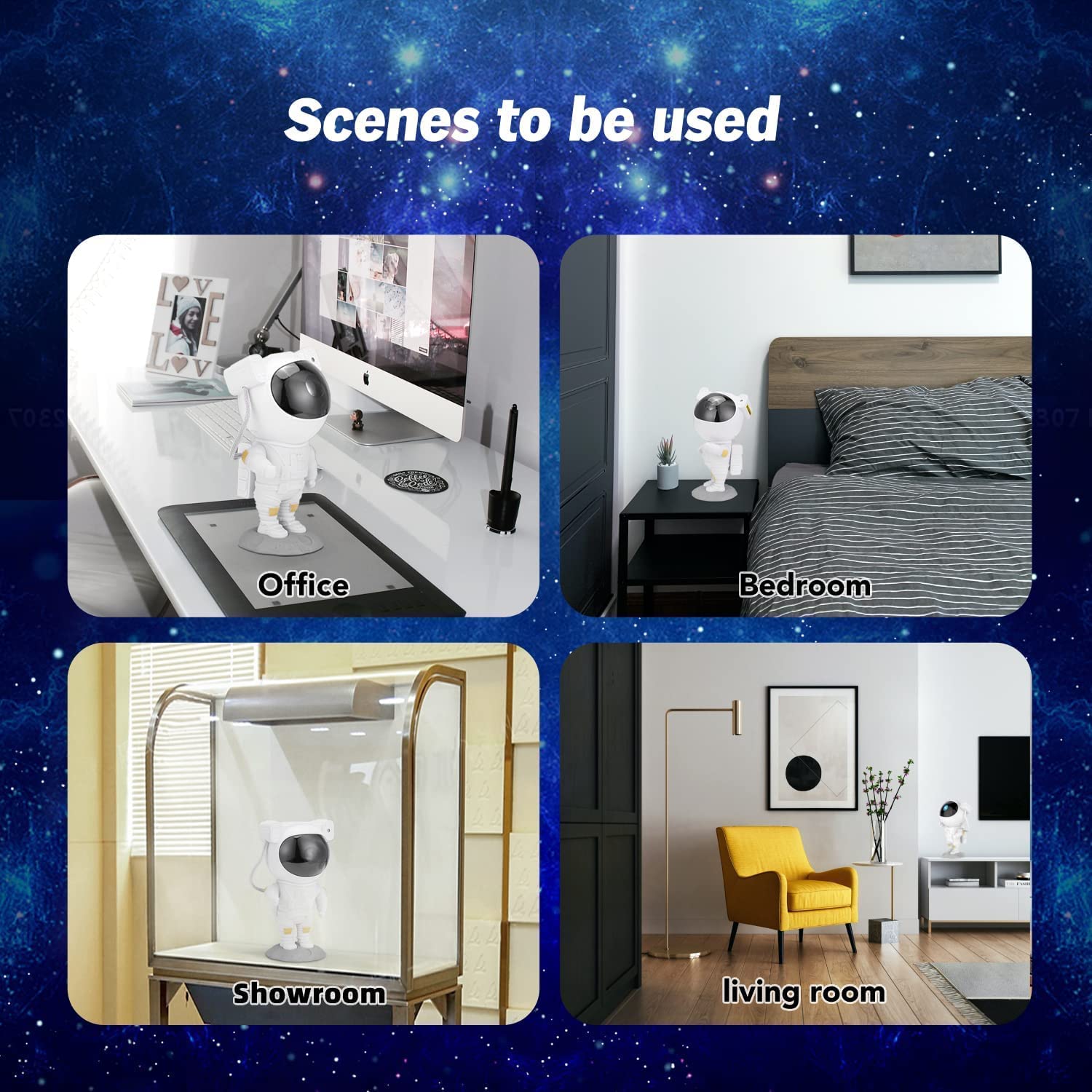 Astronaut Galaxy Projector Night Light – 360° Rotating Nebula Star Projector with Remote Control