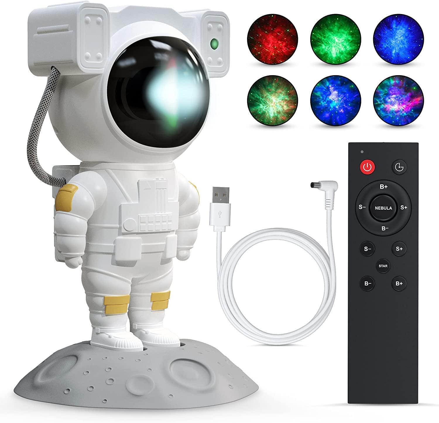 Astronaut Galaxy Projector Night Light – 360° Rotating Nebula Star Projector with Remote Control