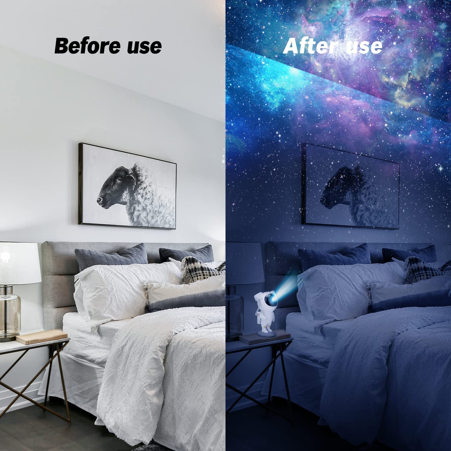 Astronaut Galaxy Projector Night Light – 360° Rotating Nebula Star Projector with Remote Control