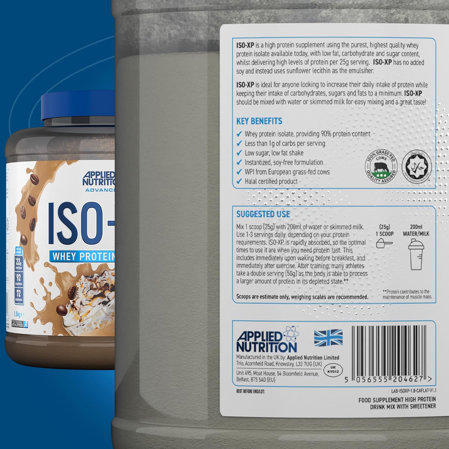 Applied Nutrition ISO XP Whey Isolate, Cafe Latte, 1.8kg, 72 Servings