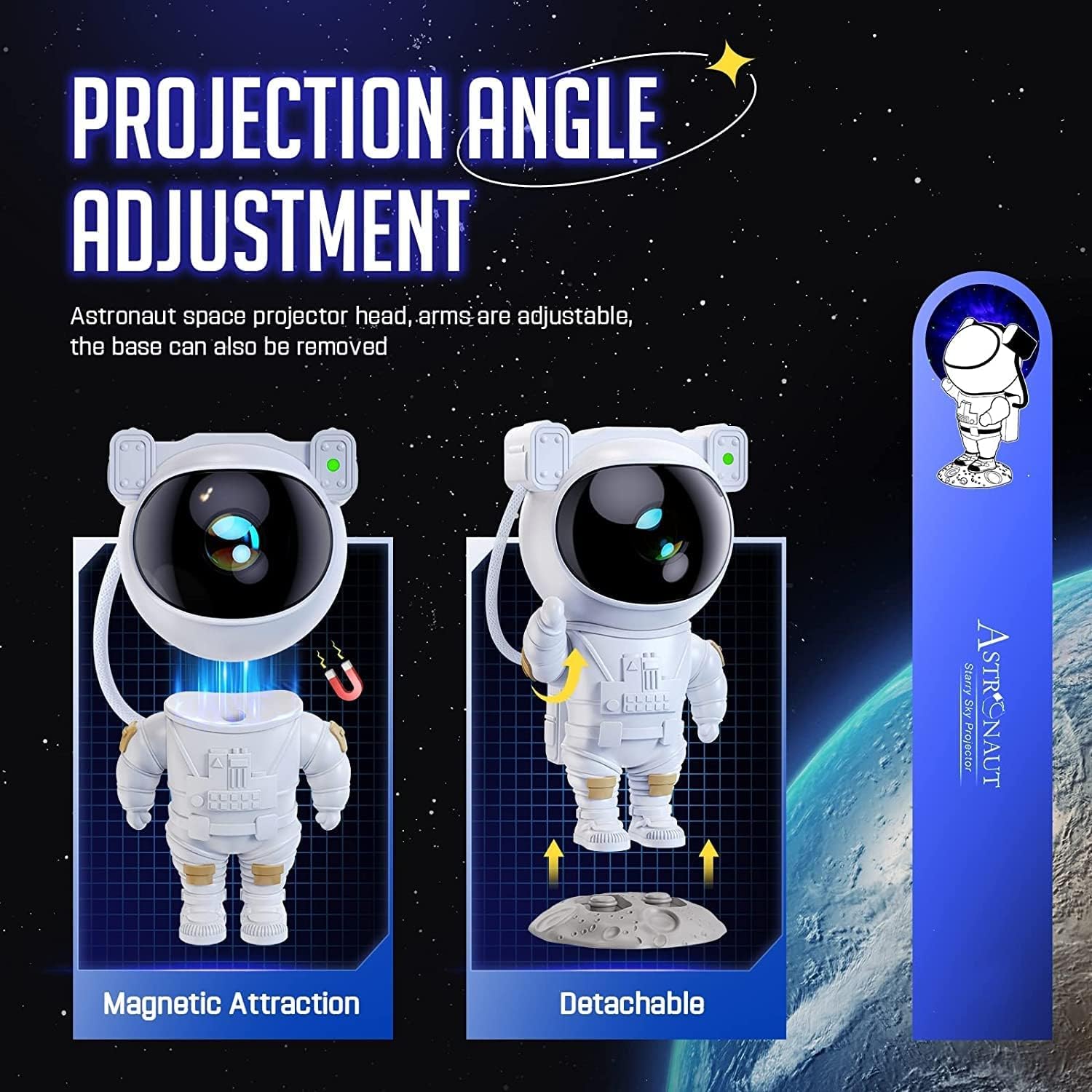 Astronaut Galaxy Projector Night Light – 360° Rotating Nebula Star Projector with Remote Control
